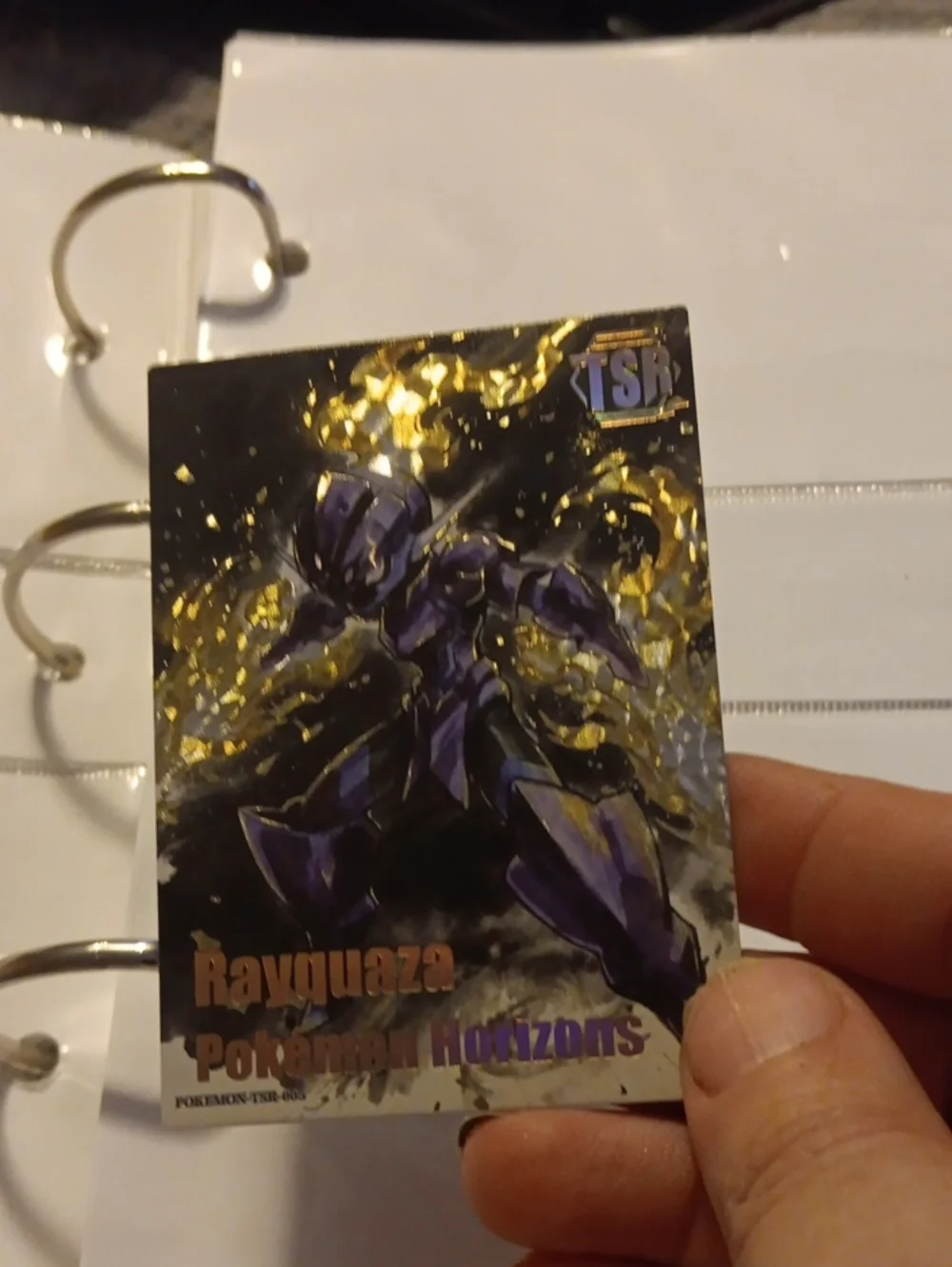 Rayquaza Pokémon Horizons Holographic Trading Card - Purple